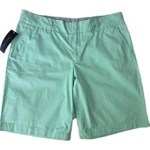 Tommy Hilfiger Chino Shorts Sz 16 Flat Front Pale Jade 10" Bermuda NWT Cotton